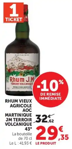 Hyper U JM Rhum vieux agricole offre