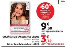 Hyper U L'ORÉAL PARIS COLORATION EXCELLENCE CRÈME offre