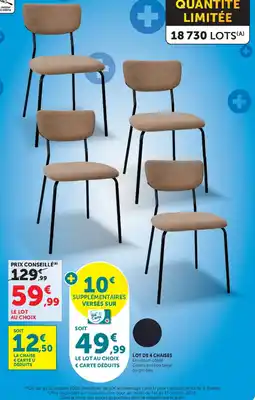 Hyper U LOT DE 4 CHAISES offre