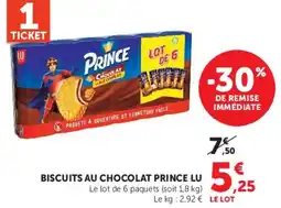 Hyper U PRINCE BISCUITS AU CHOCOLAT offre