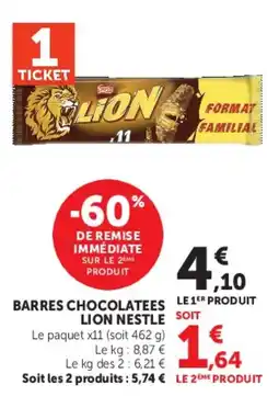 Hyper U LION BARRES CHOCOLATEES offre