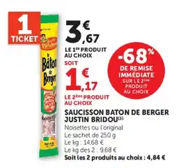 Hyper U Justin Bridou le Bâton de Berger offre