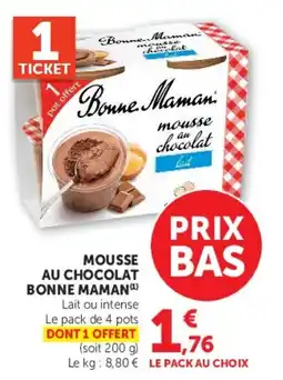 Hyper U Bonne Maman mousse au chocolat offre