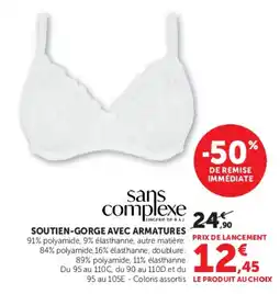 Hyper U sans complexe SOUTIEN-GORGE AVEC ARMATURES offre