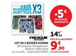 Hyper U FRE3GUN LOT DE 3 BOXERS HOMME offre