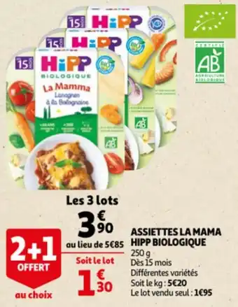 Auchan Assiettes la mama hipp biologique offre