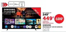 Hyper U SAMSUNG TÉLÉVISEUR 65" UHD 4K SAMSUNG offre