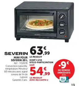 Hyper U SEVERIN MINI FOUR SEVERIN 20 L offre