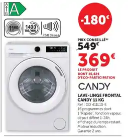 Hyper U CANDY LAVE-LINGE FRONTAL 11 KG offre