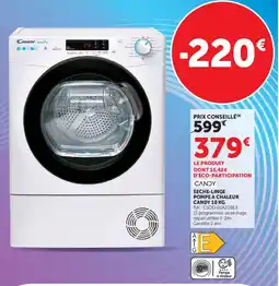 Hyper U CANDY SECHE-LINGE POMPE A CHALEUR offre