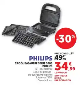 Hyper U PHILIPS CROQUE/GAUFRE SERIE 5000 offre