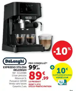 Hyper U DeLonghi Expresso Stilosa offre