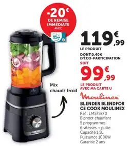 Hyper U Moulinex Blender Blendfor offre