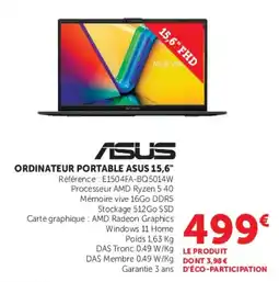 Hyper U ASUS ORDINATEUR PORTABLE ASUS 15,6" offre