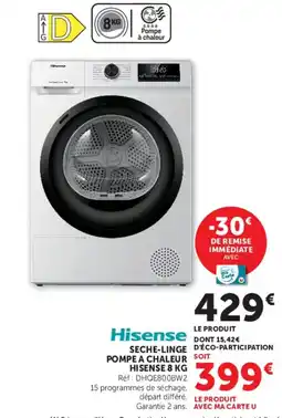 Hyper U Hisense SECHE-LINGE POMPE A CHALEUR offre
