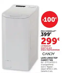 Hyper U CANDY LAVE-LINGE TOP 7 KG offre