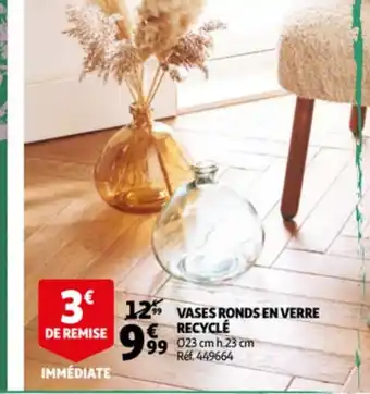 Auchan Vase ronds en verre recyclé offre