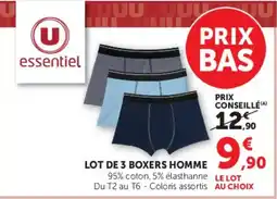 Super U essentiel BOXERS HOMME offre