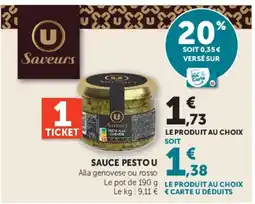 Super U U Saveurs Sauce Pesto offre