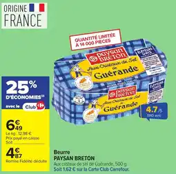 Carrefour PAYSAN BRETON Beurre offre