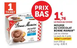 Super U Bonne Maman mousse au chocolat offre