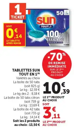 Super U SUN TABLETTES TOUT EN 1 offre