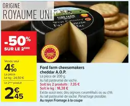 Carrefour Ford farm cheesemakers cheddar A.O.P. offre