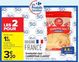 Carrefour Carrefour Classic Emmental râpé offre
