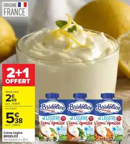 Carrefour Bridélice Crème Légère Semi-Épaisse offre
