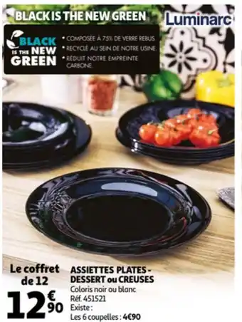 Auchan Assiettes Plates Dessert ou Creuses offre