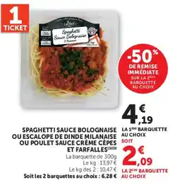 Super U Le Chef Spaghetti Sauce Bolognaise offre