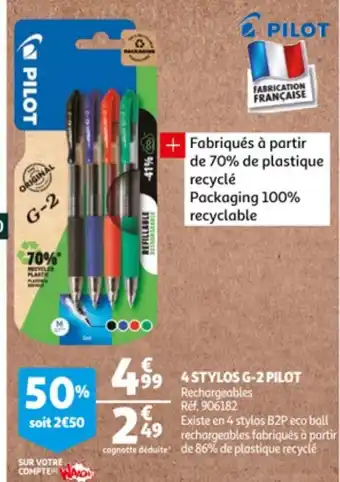 Auchan 4 Stylos G-2 Pilot offre