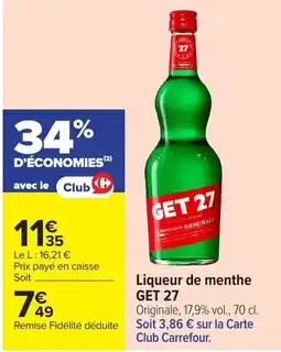 Carrefour GET 27 Liqueur de menthe offre