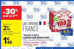 Carrefour Sensation Yaourts à boire offre