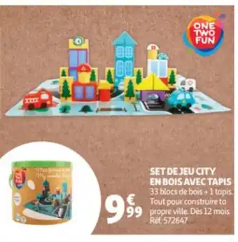 Auchan Set de Jeu City en Bois Avec Tapis offre