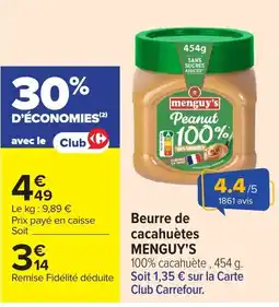 Carrefour Menguy's Beurre de cacahuètes offre