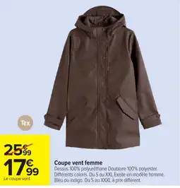 Carrefour Tex Coupe vent femme offre