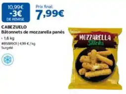 Costco CABEZUELO Bâtonnets de mozzarella panés offre