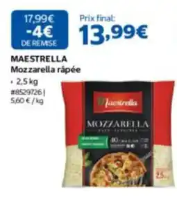 Costco MAESTRELLA Mozzarella râpée offre