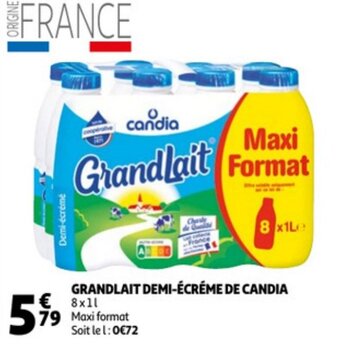 Auchan Grandlait demi-écrémé de Candia offre
