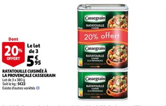 Auchan Ratatouille Cuisinée à La Provençale Cassegrain offre