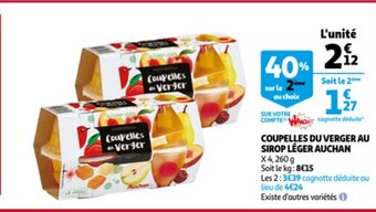 Coupelles du Verger au Sirop Léger Auchan