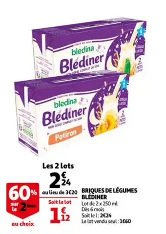 Auchan Briques de Légumes Blédiner offre