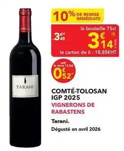 METRO Avril - comté tolosan igp 2025 vignerons de rabastens offre