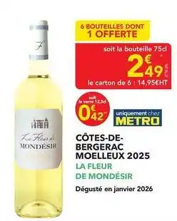 METRO Metro - cotes-de- bergerac moelleux 2025 offre
