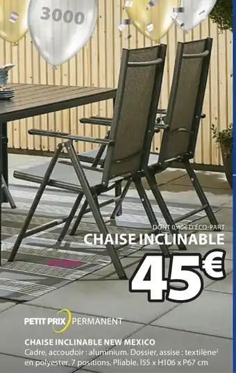 JYSK Chaise inclinable new mexico offre