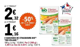 E.Leclerc 4 Saucisses de Strasbourg Bio offre