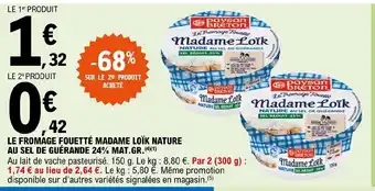 E.Leclerc Le Fromage Fouetté Madame Loïk Nature offre