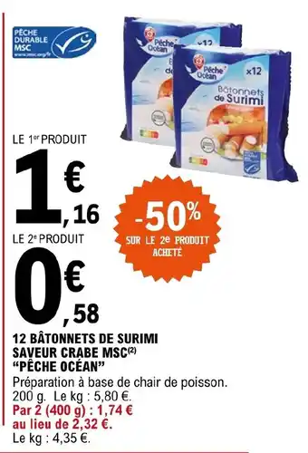 E.Leclerc 12 Bâtonnets de Surimi offre