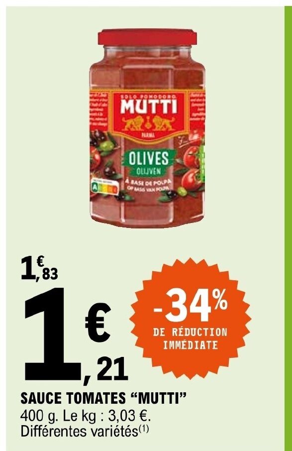 Promo Sauce Tomates Mutti chez E.Leclerc